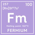 Fermium. Actinoids. Chemical Element of Mendeleev\'s Periodic Table. 3D illustration
