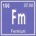 Fermium chemical element, Sign with atomic number and atomic weight