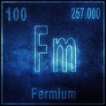 Fermium chemical element, Sign with atomic number and atomic weight