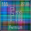 Fermium chemical element, Sign with atomic number and atomic weight