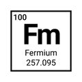 Fermium element vector icon chemical symbol sign.