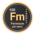 Fermium Fm chemical element. 3D rendering