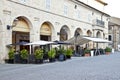 Fermo, Italy - June 23, 2019: Summer day and utdoor restaurant