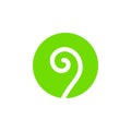 Fern in circular shape logo concept. Beautiful natural swirl plant icon vector design.