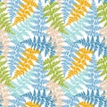 Fern frond herbs, tropical forest plant leaves seamless vector wrapping paper. Minimalist herbal pattern.