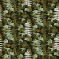 Fern leaves camouflage nature seamless pattern.