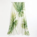 Green Tropical Leaf Sateen Wrap - White And Green Sarong Royalty Free Stock Photo