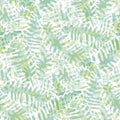Fern leaves vector seamless pattern background. Modern forest plant frond backdrop. Hand drawn monochrome mint green