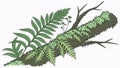 Fern on Log Illustration Nature, vector design Generative AI Royalty Free Stock Photo