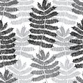 Fern motif nand drawn pattern. Green forest. Seamless pattern. Vector background.