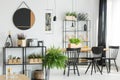 Fern in simple dining room