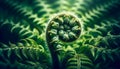 A fern unfurling, Ai generated image Royalty Free Stock Photo
