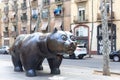 Fernando Botero\'s \'Cat\', a bronze sculpture in downtown Barcelona