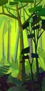 Low poly vertical jungle landscape