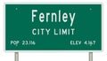 Fernley road sign showing population and elevation