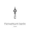 fernsehturm berlin icon vector from travel collection. Thin line fernsehturm berlin outline icon vector illustration. Outline,