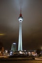 Fernsehturm Berlin TV Tower illuminated at night