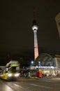 Fernsehturm and tram at alexanderplatz