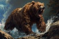 Ferocious Angry grizzly. Generate Ai