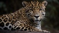 Ferocious carnivore leopard sit and relaxed and stare at the camera with nature background Royalty Free Stock Photo