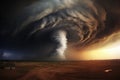 Ferocious Destructive tornado vortex. Generate Ai Royalty Free Stock Photo
