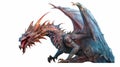 Ferocious Dragon on the white background. Ai-generated. Royalty Free Stock Photo