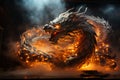 Ferocious fire-breathing dragon, a scary mystical creature, AI Generated