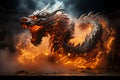 Ferocious fire-breathing dragon, a scary mystical creature, AI Generated