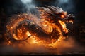 Ferocious fire-breathing dragon, a scary mystical creature, AI Generated