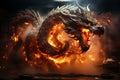 Ferocious fire-breathing dragon, a scary mystical creature, AI Generated