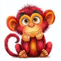 Ferocious Red Monkey Watercolor Portrait A Study in Intense Emotion and Artistic Skill Royalty Free Stock Photo