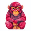 Ferocious Red Monkey in Watercolor A Study in Anger and Expression Royalty Free Stock Photo