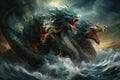 Ferocious storm dragons in Fantasy - Generative AI