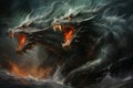 Ferocious storm dragons in Fantasy - Generative AI