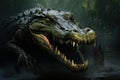 Ferocious Wild crocodile scary. Generate ai