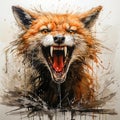 The Ferocity of Watercolor The grinning fox bares its teeth