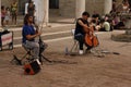 Artists perform in the street. Buskers Festival Royalty Free Stock Photo