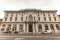 Camera di commercio building facade detail in Ferrara in Italy