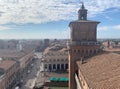 Ferrara view from the Castello Estense, Este castle, Italy