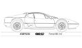 Ferrari BB 512 vintage car, silhouette drawing