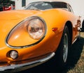 Ferrari Classic Yellow Race Car front view Royalty Free Stock Photo