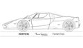 Ferrari Enzo outline drawings, vintage sport car