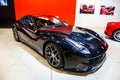 Ferrari F12 Berlinetta sports car showcased at the Brussels Expo Autosalon motor show. Belgium - January 12, 2016 Royalty Free Stock Photo