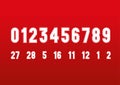 Ferrari Formula 1 race font numbers, vintage style Royalty Free Stock Photo