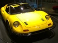 Ferrari 246 GTS, front view, yellow, with central V6 engine, produced by Ferrari and sold under the Dino brand between 1967 and 19 Royalty Free Stock Photo