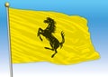 Ferrari international car industrial group, flag with logo, illustration