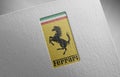 Ferrari logo icon paper texture stamp