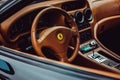 Ferrari luxury tan interior steering wheel and gear shift