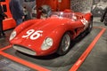 At the Ferrari museum, the 500 TRC. Where TR indicates red tesat, for the red colored engine heads Royalty Free Stock Photo