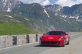 Red Ferrari take part in the CAVALCADE 2018 event along the roads of Italy, France and Switzerland around MONTE BIANCO
